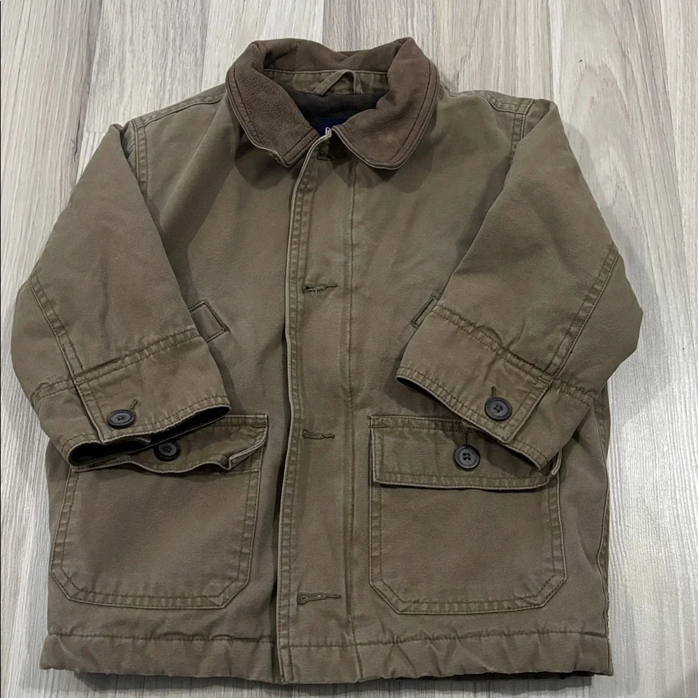 GAP Chore boys Tan Button‎ Up Canvas Barn Coat Jacket Size XXS